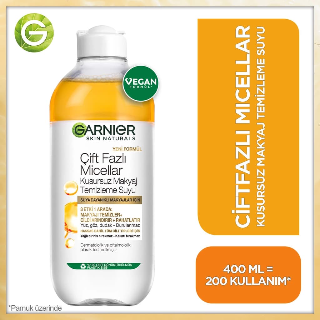 Garnier Garnier Çift Fazlı Micellar Kusursuz Makyaj Temizleme Suyu 400 ml