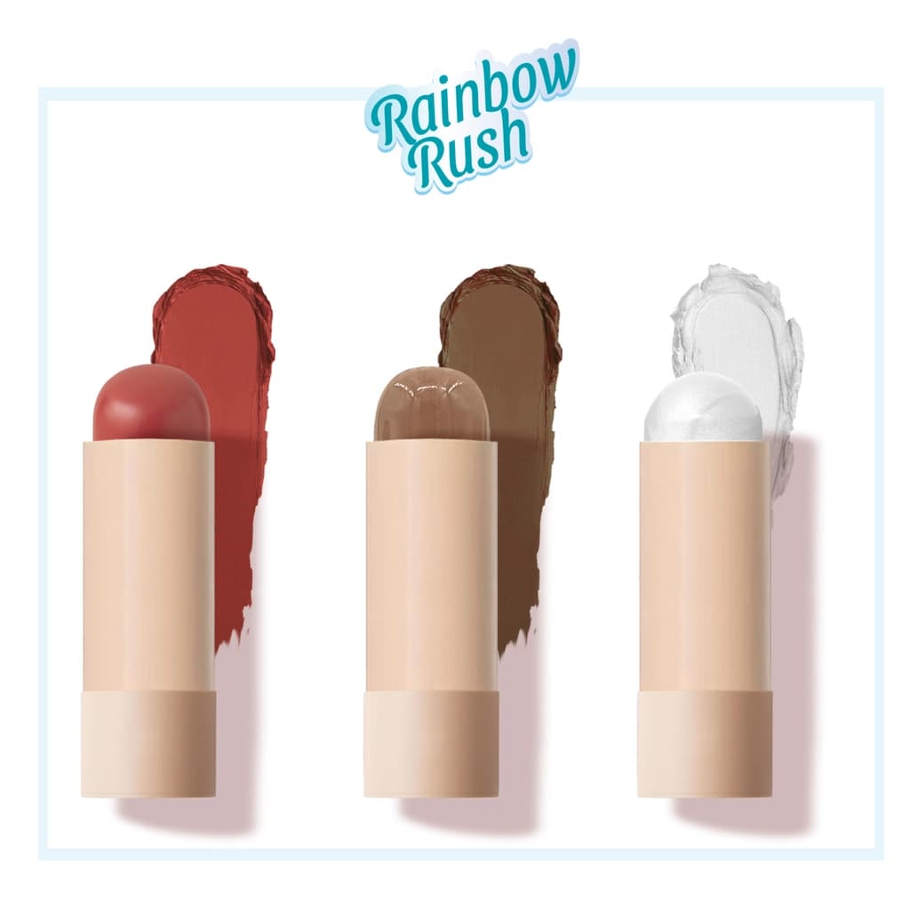 New Well Rainbow Rush Makyaj Seti Stick Blush - Stick Contour - Stick Highlighter (3'lü Set)