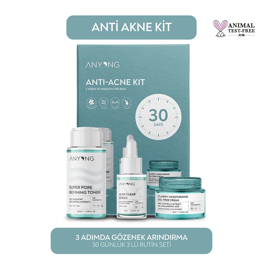 Anyong Akne Karşıtı Set (Tonik 50 ml + Krem 20 ml + Serum 12 ml)