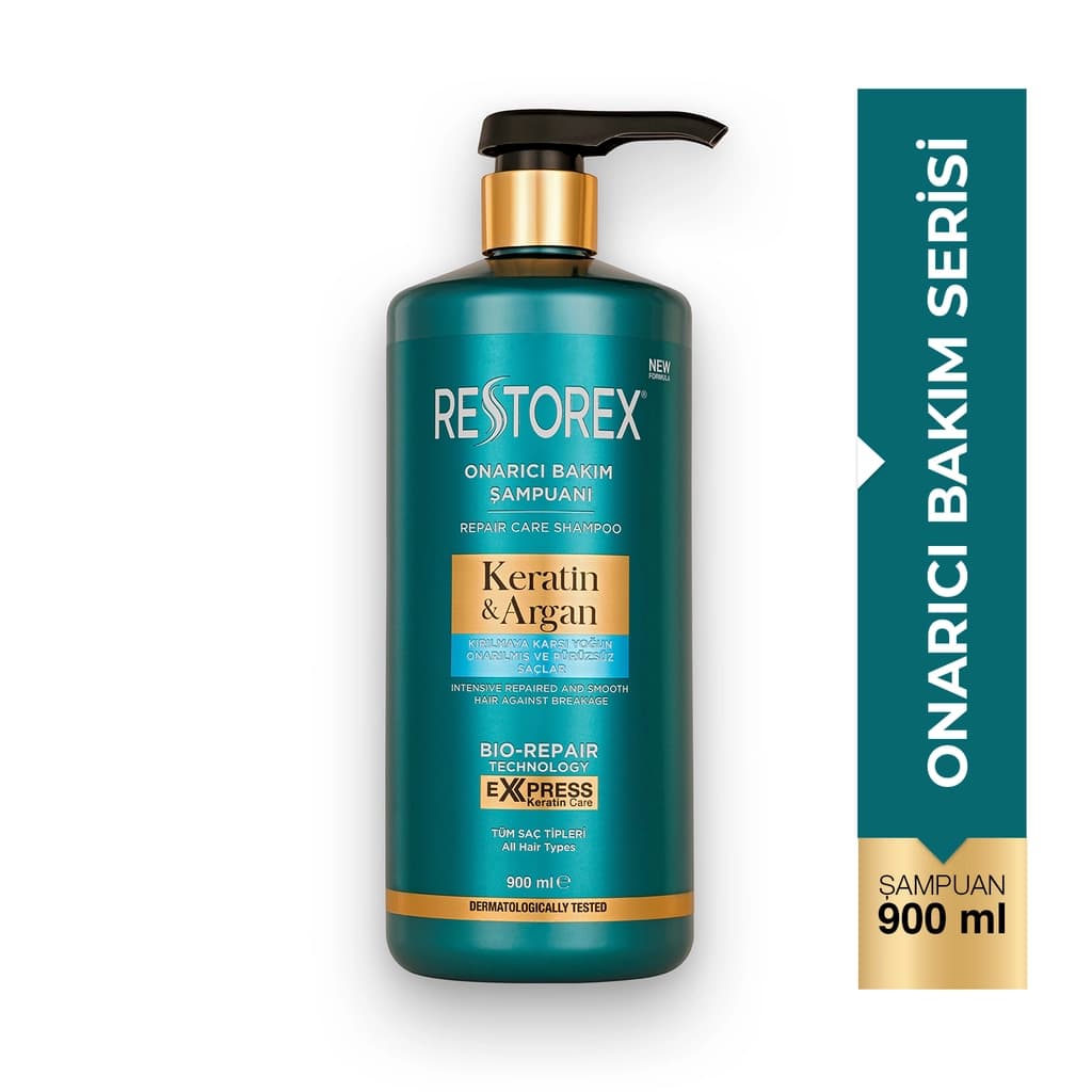 Restorex Keratin & Argan Onarıcı Saç Bakım Şampuanı 900 ml