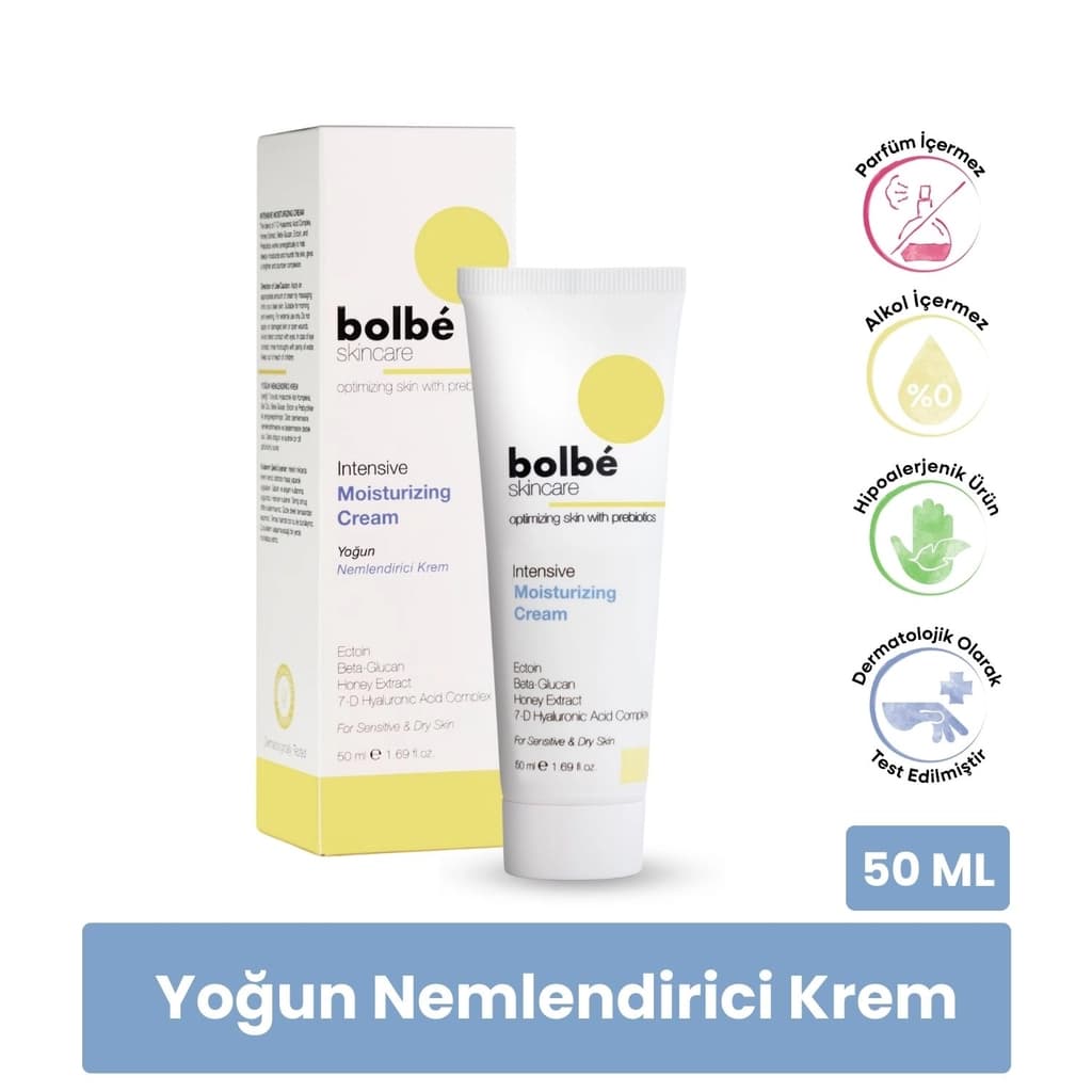 Bolbe Yoğun Nemlendirici, Onarıcı ve Besleyici, Prebiyotikli Yüz Kremi 50 ml (Hyalüronik Asit)