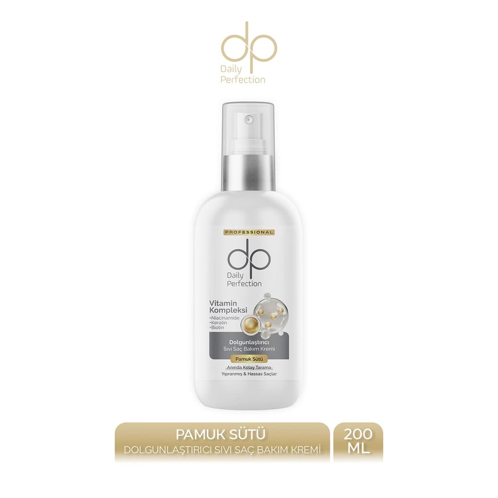Dp Durulanmayan Dolgunlaştırıcı Sıvı Saç Kremi Pamuk Sütü 200 ml
