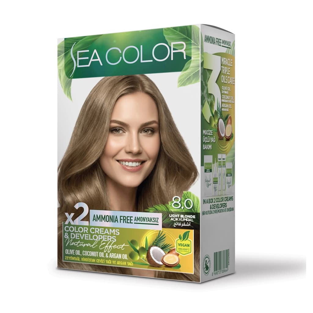 Sea Color Amonyaksız Saç Boyası 8.0 Açık Kumral