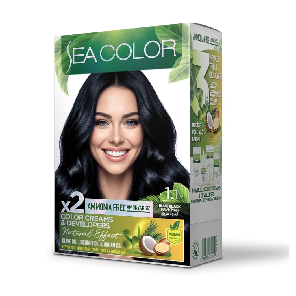 Sea Color Amonyaksız Saç Boyası 1.1 Mavi Siyah