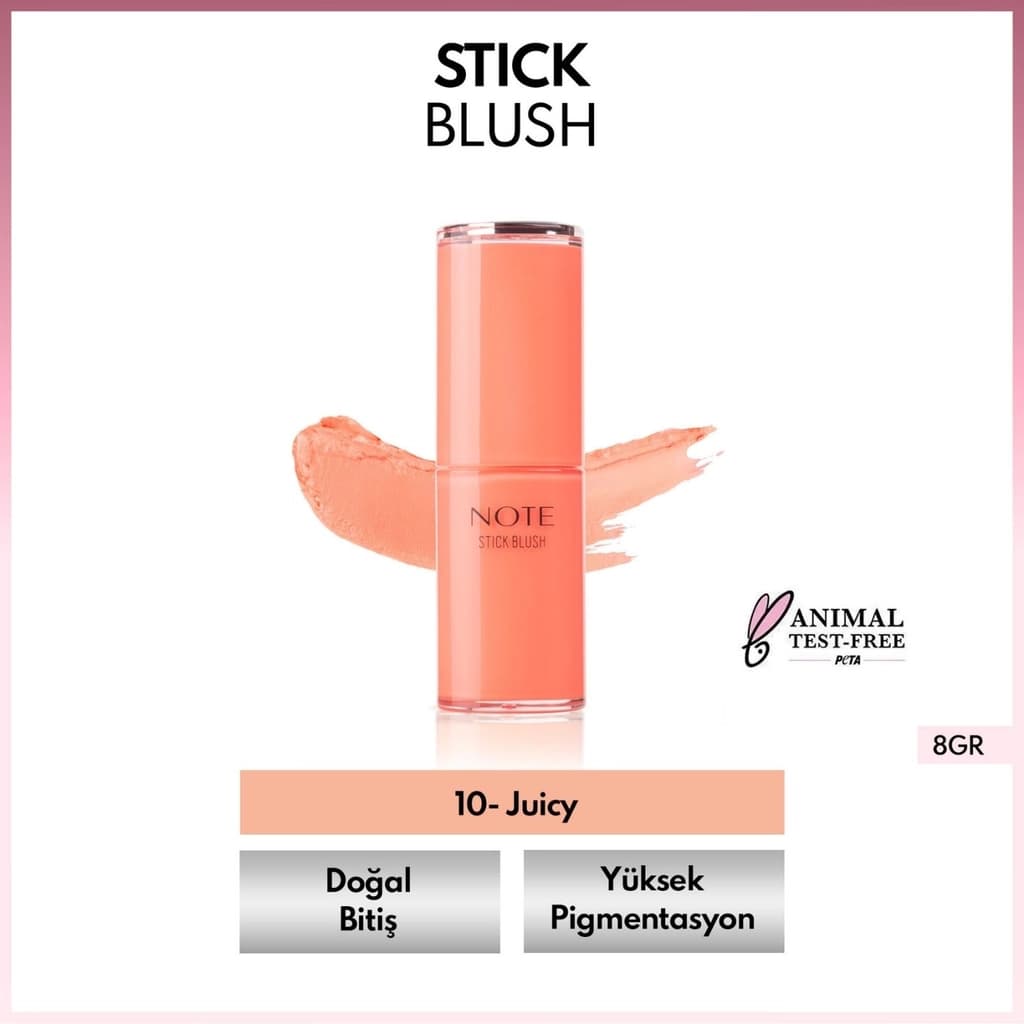 Note Note Stick Blush Nemlendirici Yumuşak Stick Allık 10 Juicy