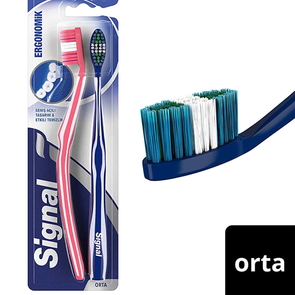 Signal Ergonomik Diş Fırçası 1+1 (Orta)