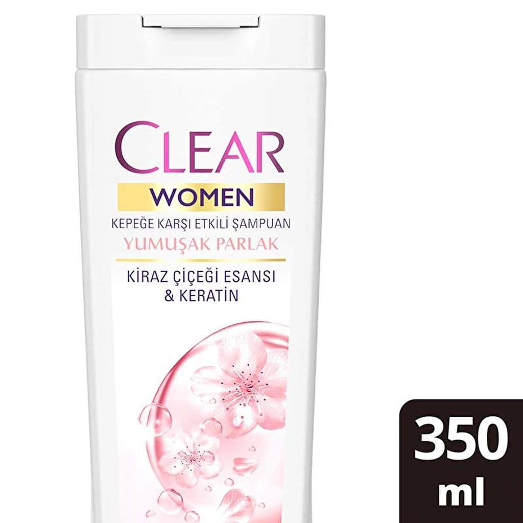 Clear Women Kepeğe Karşı Etkili Şampuan Yumuşak Parlak Kiraz Çiçeği Esansı & Keratin 350 ml