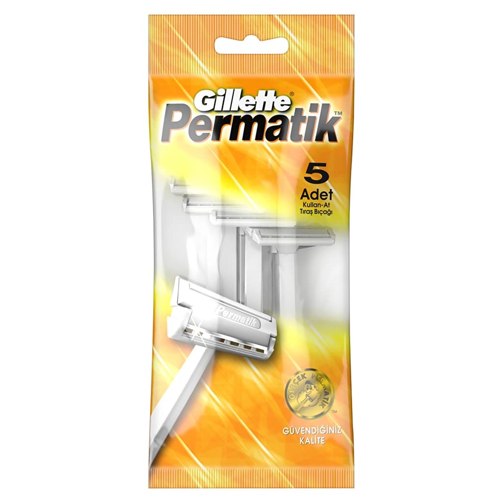 Gillette Permatik 1 Kullan-At Tıraş Bıçağı 5'li Paket