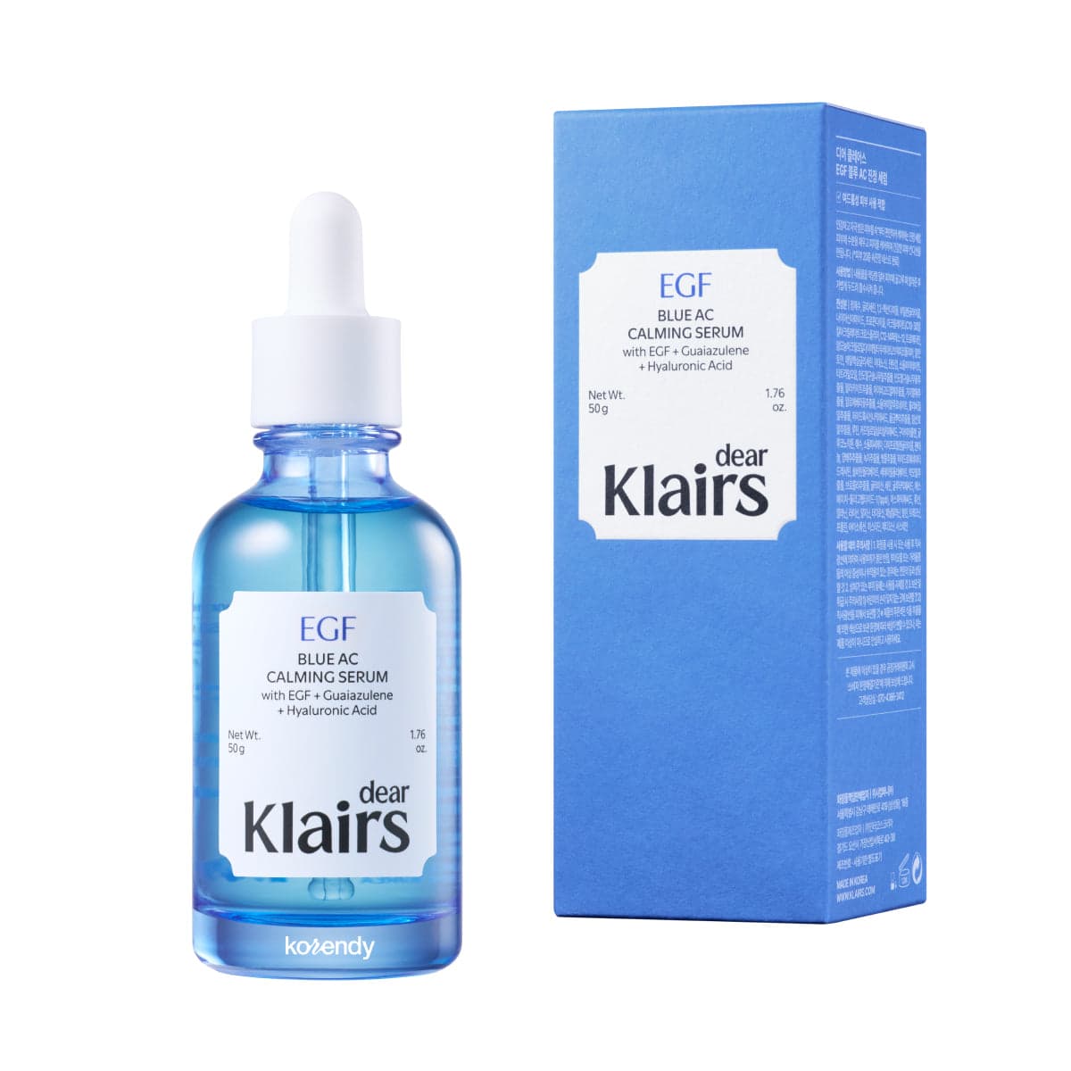 Klairs  - EGF Blue AC Calming Serum (Stres Karşıtı ve Bariyer Destekleyici EGF & 5-Nano Hyaluronik Asitli Dengeleyici Serum) 50ml