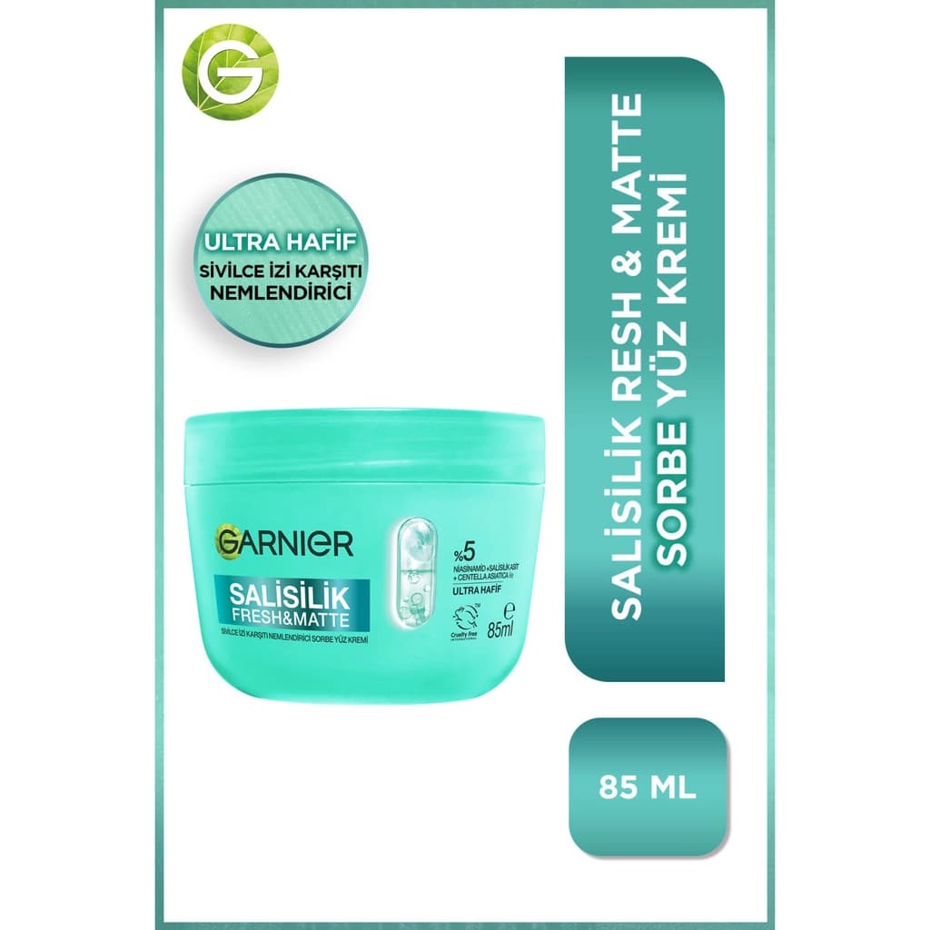 Garnier Garnier Salisilik Fresh & Matte Sivilce İzi Karşıtı Nemlendirici Sorbe Yüz Kremi 85 ml