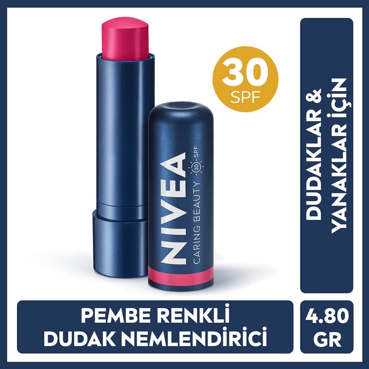 Nivea Lip Care Nivea Renkli Dudak Bakım Kremi Pembe 4,8 g SPF30 E Vitamini Dudak ve Yanaklar İçin