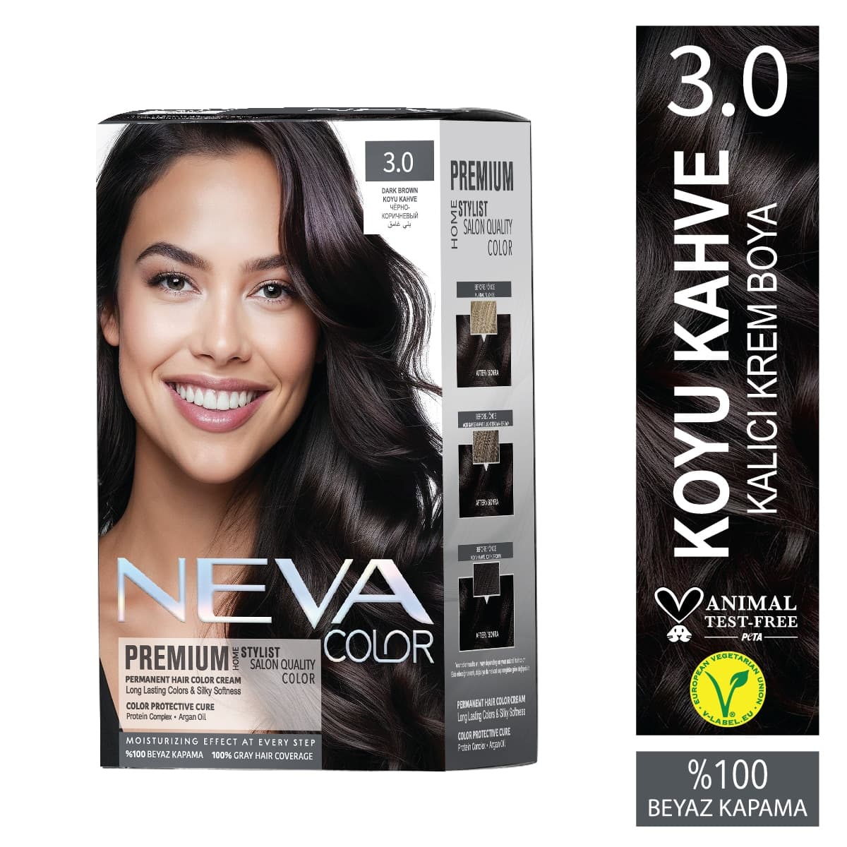 Neva Neva Color Premium Saç Boyası Koyu Kahve 3.0