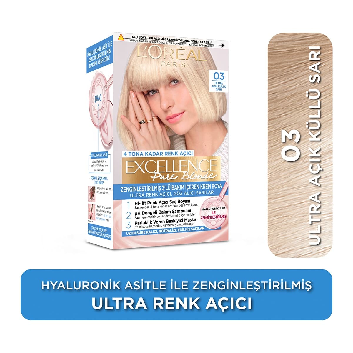 Excellence L'Oreal Paris Excellence Ultra Açık Küllü Sarı Saç Boyası 03