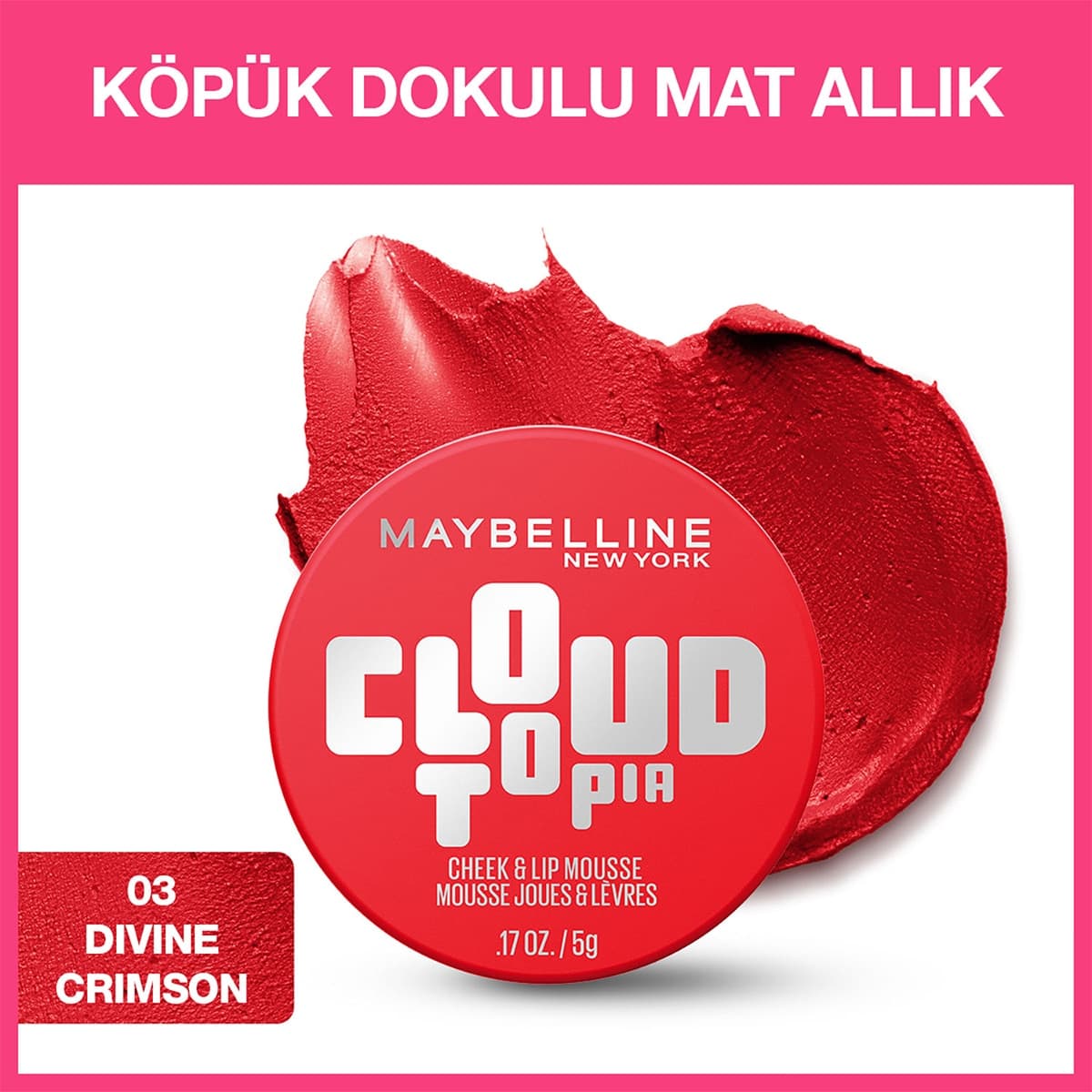 Maybelline Maybelline New York Cloudtopia Köpük Dokulu Mat Allık 03 Divine Crimson