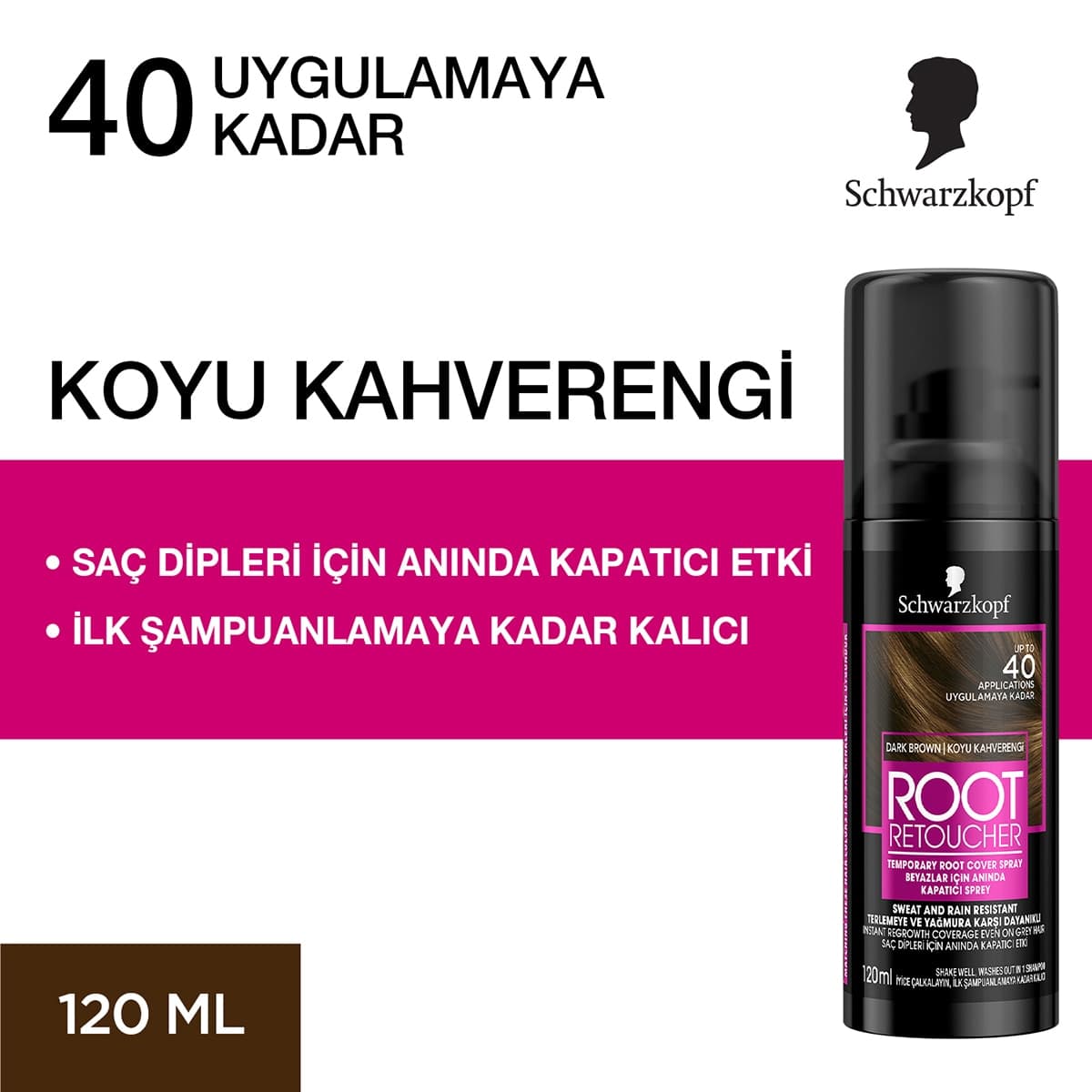 Schwarzkopf Root Retoucher Schwarzkopf Root Retoucher Sprey Boya Koyu Kahverengi 120 ml